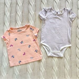 OshKosh B'gosh Peach Baby T-Shirt and Bodysuit Bundle
